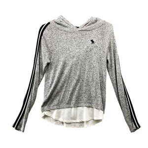 Abercrombie Kids Lightweight Hoodie Girls 11/12 Gray Stretch Stripe Long Sleeve